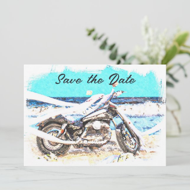 Boda De Biker Guardar La Tarjeta De Fecha (Anverso de pie)