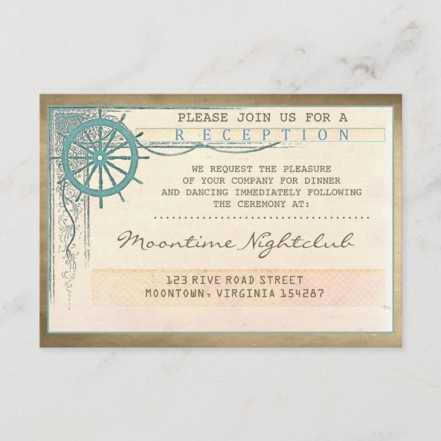 boda de billetes de época tarjeta de recepción náu (Anverso)