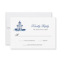 Boda de Blue Watercolor Church RSVP
