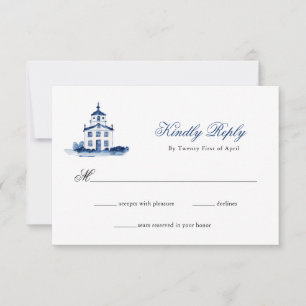 Boda de Blue Watercolor Church RSVP