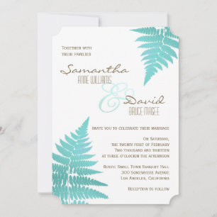 Boda de Blue Woodland Fern Invitación