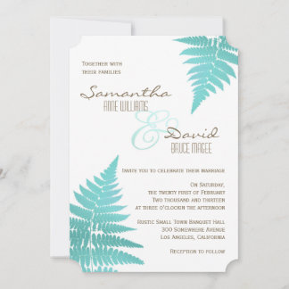 Boda de Blue Woodland Fern Invitación