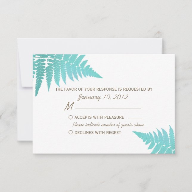 Boda de Blue Woodland Fern RSVP (Anverso)