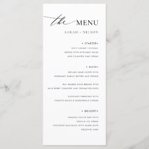 Boda de bodas simple y elegante menú de comida