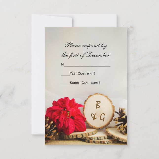 Boda de Bosque de Poinsettia Roja Rusa RSVP (Anverso)
