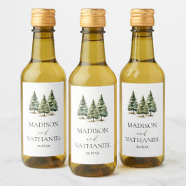 Boda de bosques de pinos de nieve en invierno mini