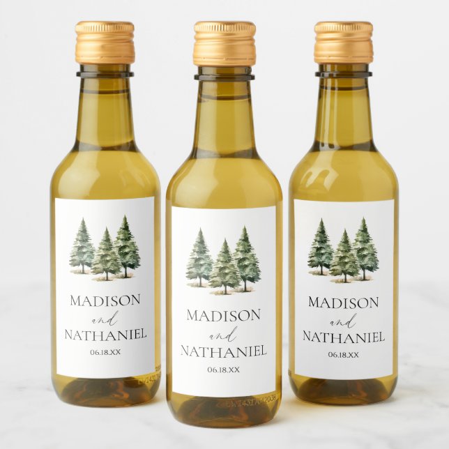 Boda de bosques de pinos de nieve en invierno mini (Botellas)