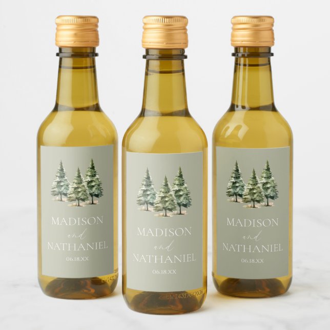 Boda de bosques de pinos de nieve en invierno mini (Botellas)