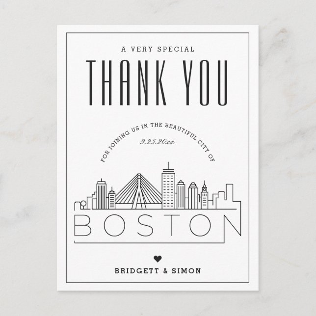 Boda de Boston | ¡Gracias por venir! Postal (Anverso)