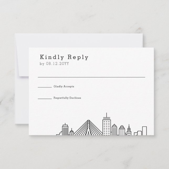 Boda de Boston | RSVP estilizada de líneas aéreas (Anverso)
