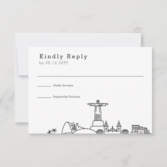 Boda de Brasil | RSVP estilizada de líneas aéreas (Anverso)
