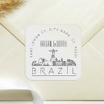 Boda de Brasil | Sello para sobres predirigido<br><div class="desc">Ahorra tiempo y da una impresión al enviar tus invitaciones de boda. Estos pegatinas de sello para sobres predirigidos se presentan en un elegante y moderno estilo de decoración y cuentan con un ilustracion del país de Brasil y su paisaje único. Los colores neutros son adecuados para complementar una variedad...</div>