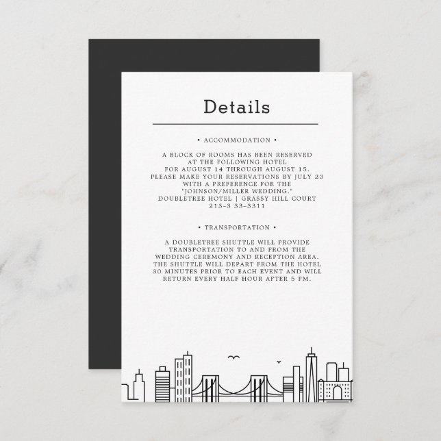 Boda de Brooklyn | Invitación a detalles de invita (Anverso / Reverso)