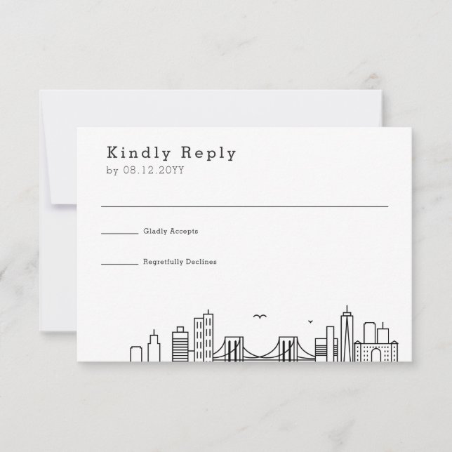 Boda de Brooklyn | RSVP estilizada de líneas aérea (Anverso)