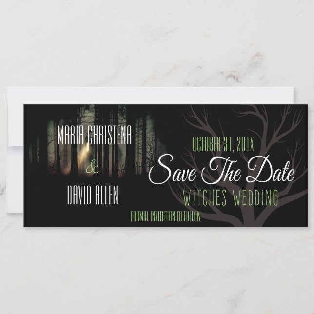 Boda De Brujas De Halloween Guardar La Tarjeta De  (Anverso)