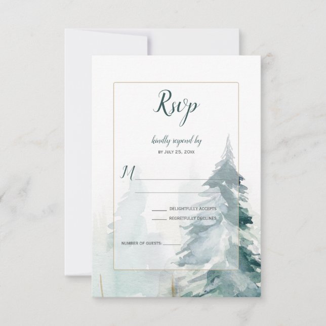 Boda de búfalo de árbol de pino de invierno RSVP (Anverso)