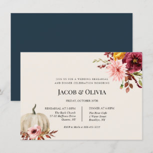 Boda de calabaza floral Invitación a la cena de en