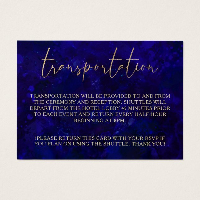 Boda de caligrafía azul moderno Transporte (Frente)