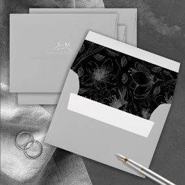 Boda de caligrafía de amor Patrón floral Blk ID940