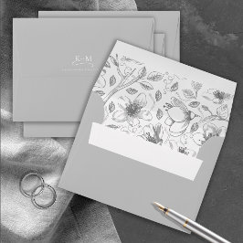 Boda de caligrafía de amor Patrón floral Gris ID94
