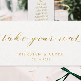 Boda de caligrafía de oro tome su tarjeta superior
