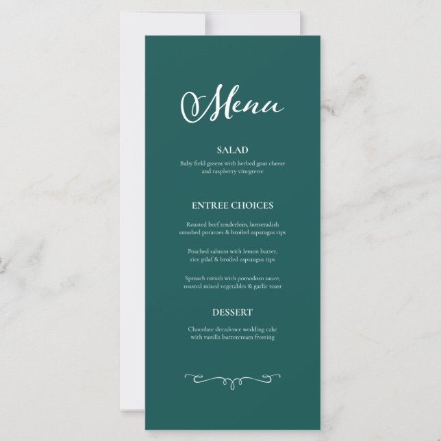 Boda de caligrafía elegante Verde azulada oscura (Anverso)