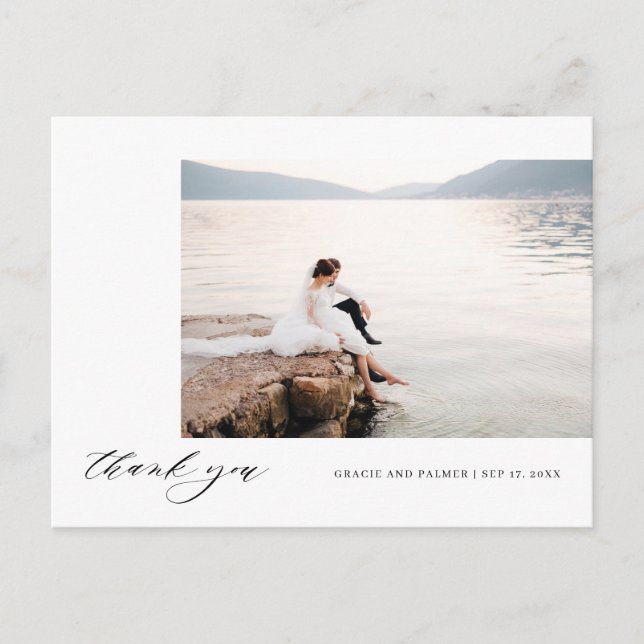Boda de caligrafía Gracias postal (Anverso)