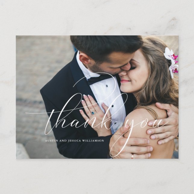 Boda de caligrafía gracias tarjeta postal (Anverso)