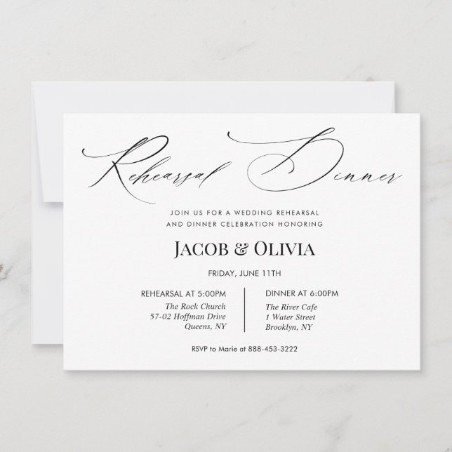 Boda de caligrafía Invitación a la cena (Anverso)