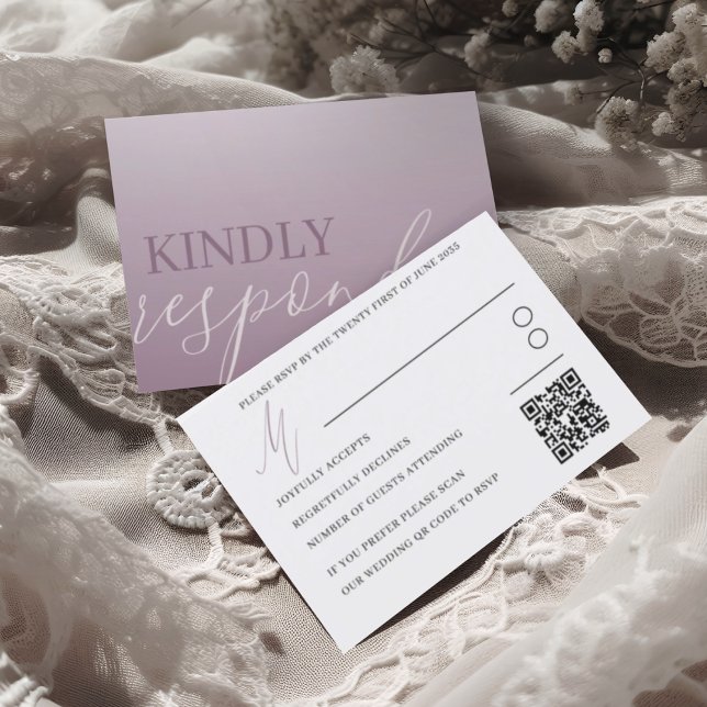 Boda de caligrafía moderna de Dusty Purple RSVP (Subido por el creador)