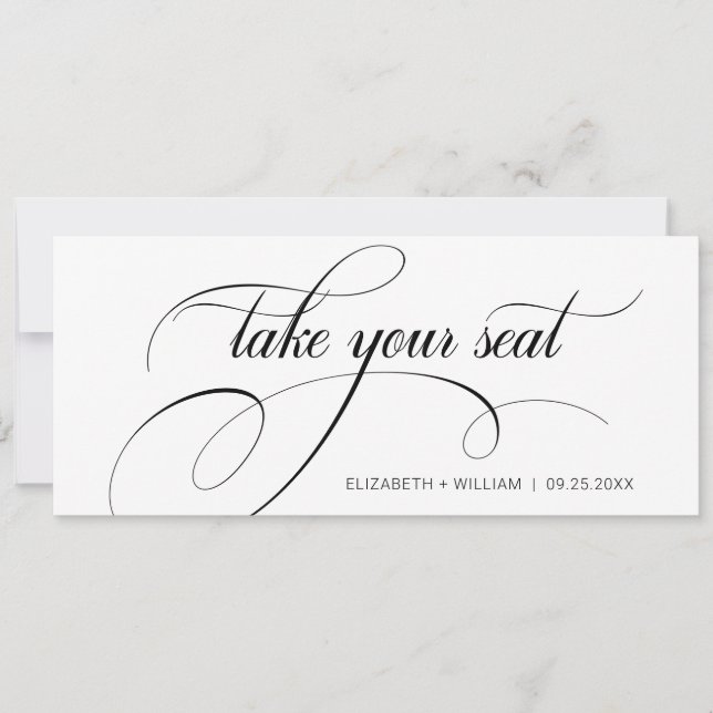 Boda de caligrafía moderna toma una tarjeta de cab (Anverso)