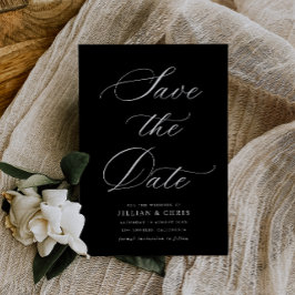 boda de caligrafía negra salva la tarjeta de fecha