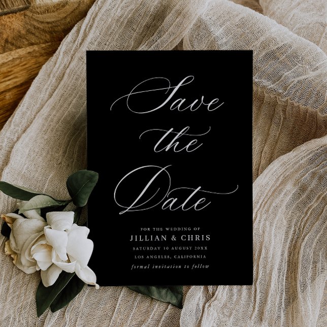 boda de caligrafía negra salva la tarjeta de fecha (Subido por el creador)