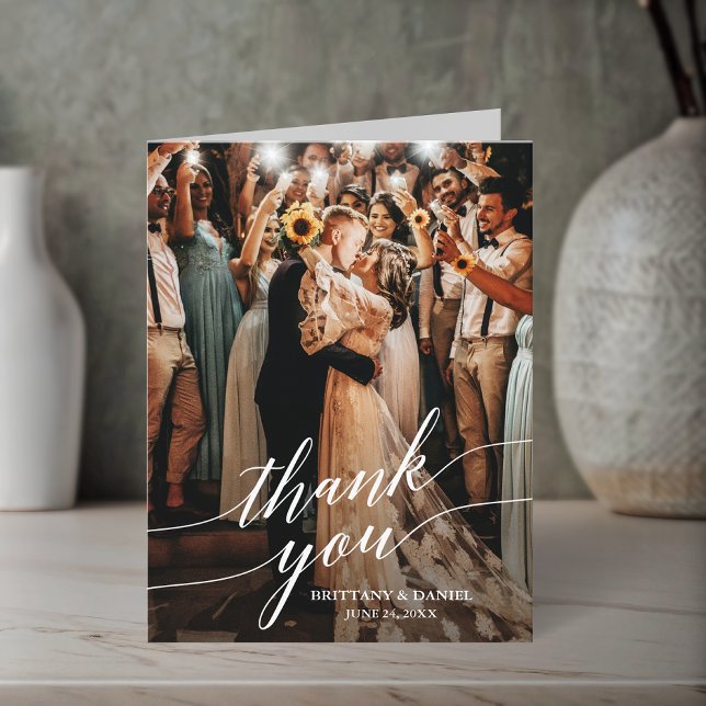 Boda de caligrafía Nota general de guión gráfico (Customize to add text or more photos inside of card.)