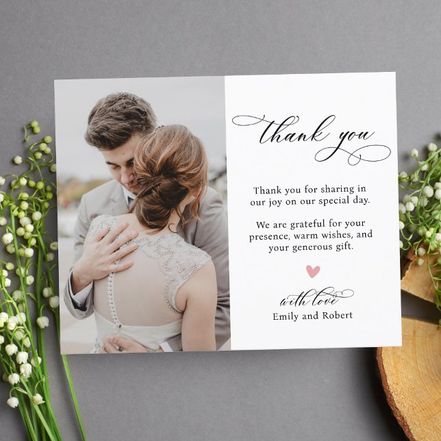 Boda de caligrafía presupuestaria Gracias tarjeta  (Subido por el creador)