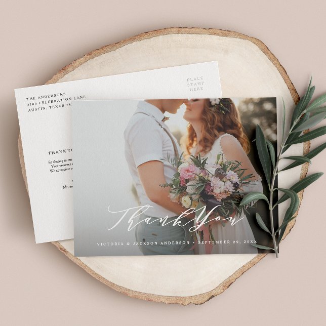 Boda de caligrafía suave gracias tarjeta postal (Subido por el creador)