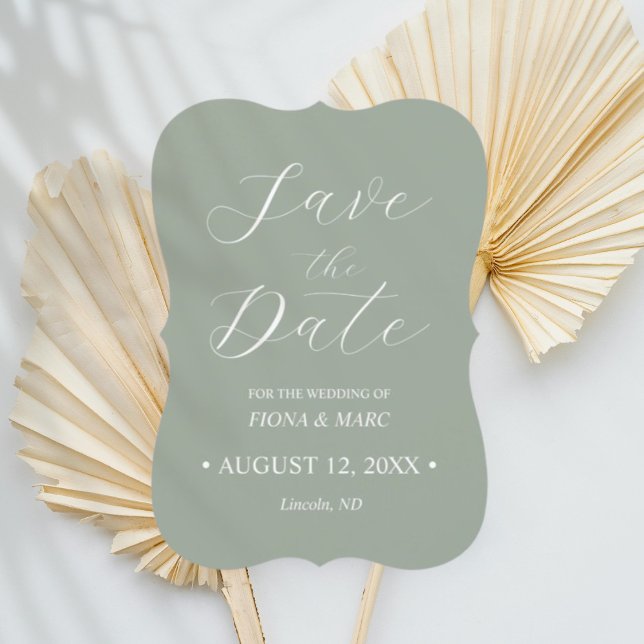 Boda de caligrafía verde sabio salva la tarjeta de (Subido por el creador)