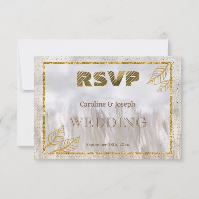 Boda de campo con brillo dorado para RSVP (Anverso)