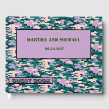 Boda De Camuflaje Rosa Y Verde Libro De Invitado