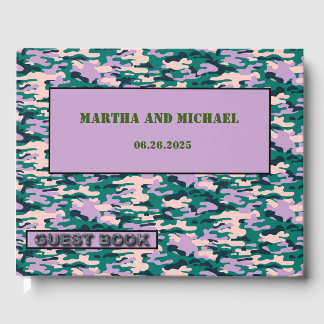 Boda De Camuflaje Rosa Y Verde Libro De Invitado