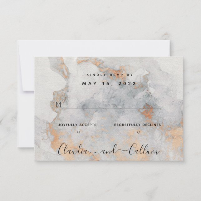 Boda de cantera de cobre sin tarjeta RSVP de elecc (Anverso)