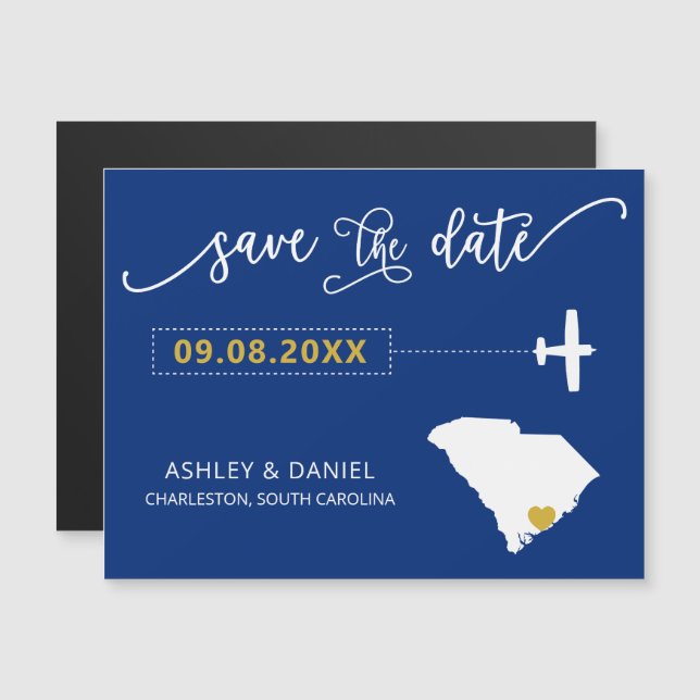 Boda de Carolina del Sur: Salven la tarjeta de fec (Anverso/Reverso)