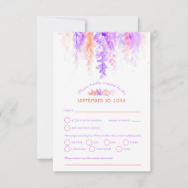 Boda de cascada de agua naranja púrpura RSVP rosa