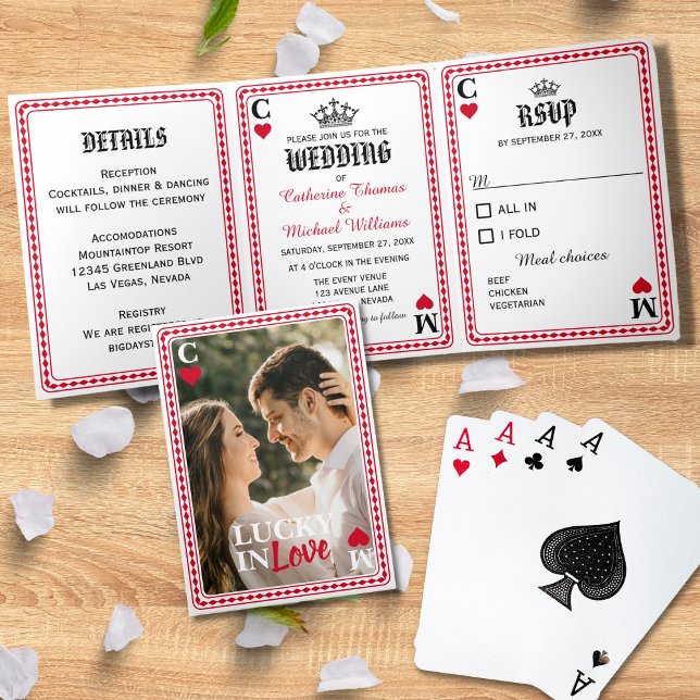 Boda de Casino de Vegas Jugando Tarjeta Afortunada (Subido por el creador)