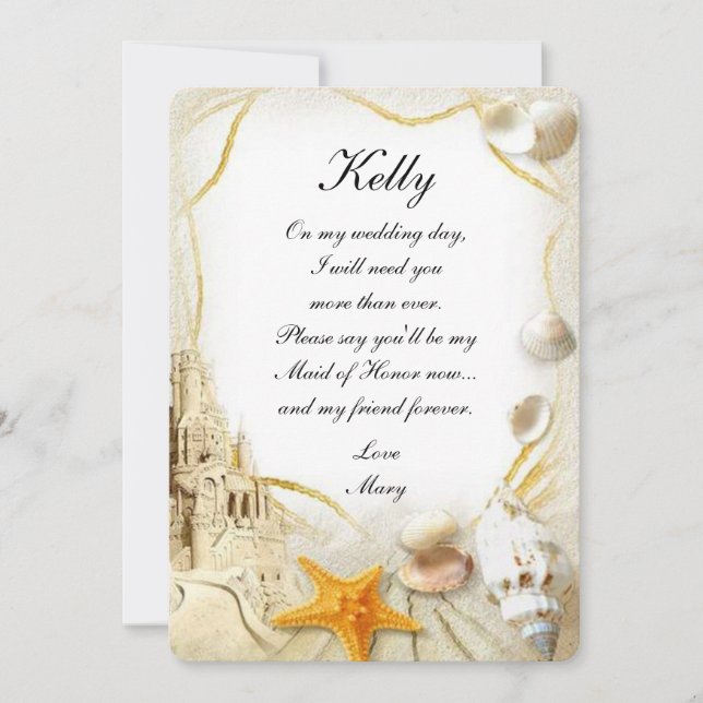 Boda De Castillo De Arena De Playa, Invitación De  (Anverso)