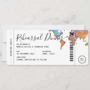 Boda de cena de ensayo de viaje con tarjeta de emb