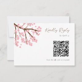 Boda de cerezos Boda RSVP Código QR Script Floral