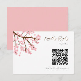 Boda de cerezos Boda RSVP Código QR Script Floral