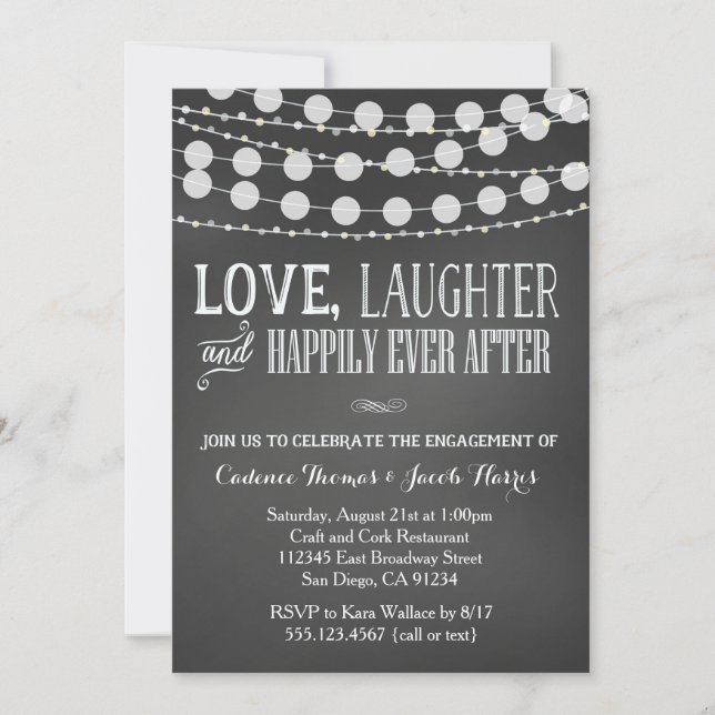 Boda de Chalkboard de Invitación de Parte Contrata (Anverso)