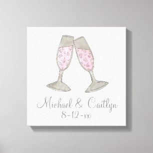 Boda de champán rosa personalizado de regalo arte